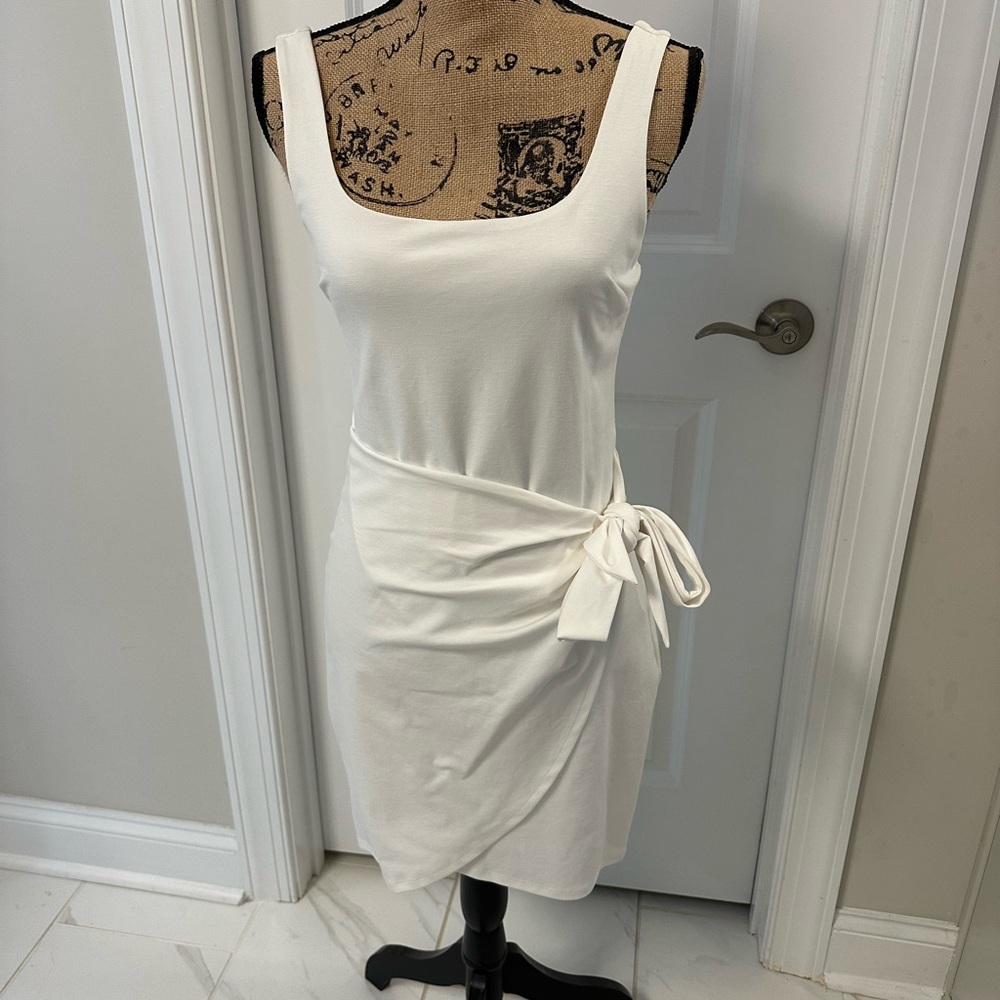 Express White wrap tank dress, S